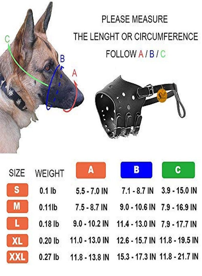 Sage Square Adjustable Strap Leather Muzzle with Breathable & DRINKABLE Holes Cum Mouth Cover Cum Pet Safety Collar for Dog, Puppy, Cat (Black) (Size: Medium) - Image 5